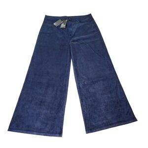 PAIGE Harper Ankle Wide Leg Corduroy Pants Deep Navy Women's Size 34 NWT‎